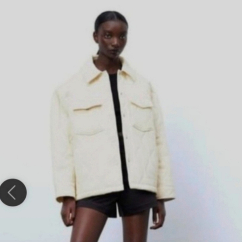 BUCKET LIST CREAM PADDED QUILTED JACKET SIZE MEDIUM NWT
